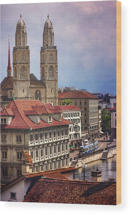 Zurich Wood Print featuring the photograph Grossmunster in Zurich by Carol Japp