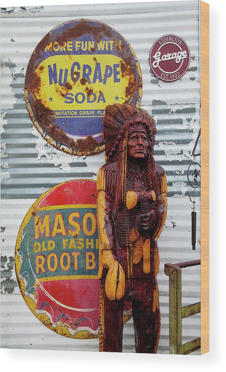 Roadside Attraction Wood Print featuring the photograph Guarding the Soda Signs by Toni Hopper