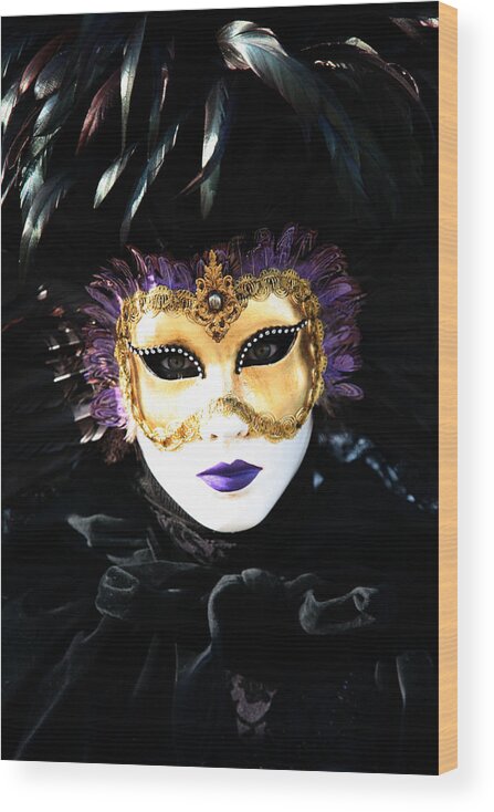 Venice Carnival Wood Print featuring the photograph Gunilla Maria's Portrait 2 by Donna Corless