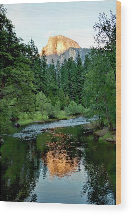Half Dome Wood Print featuring the photograph Half Dome Warmed By Setting Sun by Her Arts Desire
