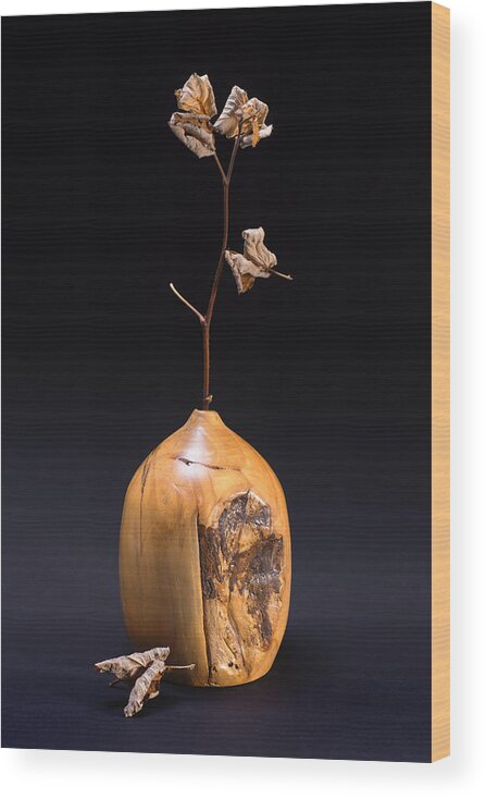 Vase Wood Print featuring the photograph Hand Turned Weed Vase with Dead Twig by Donald Erickson