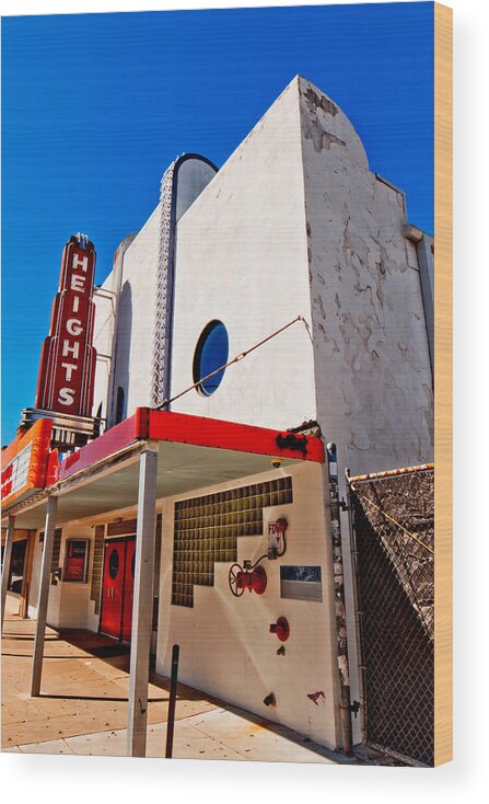 Houston Wood Print featuring the photograph Heights Movie Theater by Linda Unger