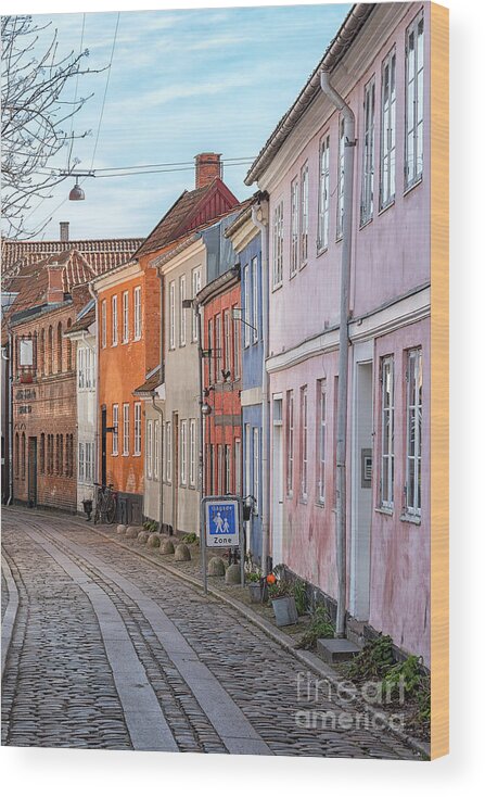 Denmark Wood Print featuring the photograph Helsingor Narrow Street by Antony McAulay