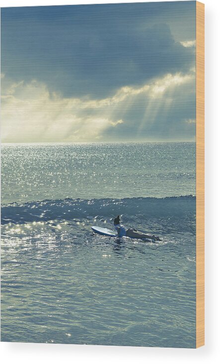 Surfer Girl Wood Print featuring the photograph Here Comes The Sun by Laura Fasulo