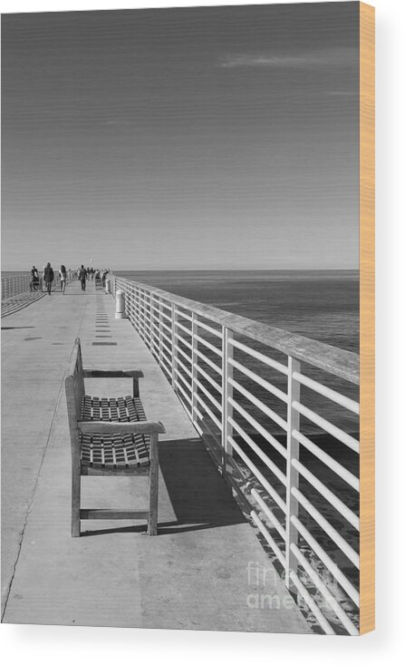 Pier Wood Print featuring the photograph Hermosa Beach Seat by Ana V Ramirez