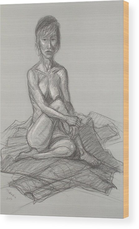 Realism Wood Print featuring the drawing Hey Yong Seated by Donelli DiMaria