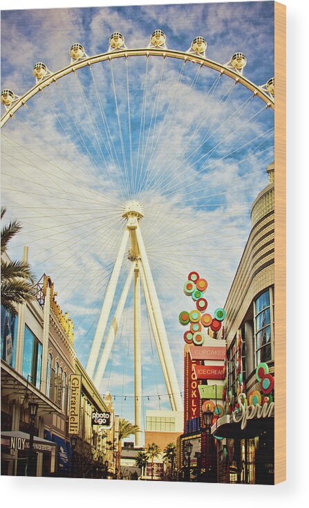 High Roller Wheel Wood Print featuring the photograph High Roller Wheel, Las Vegas by Tatiana Travelways