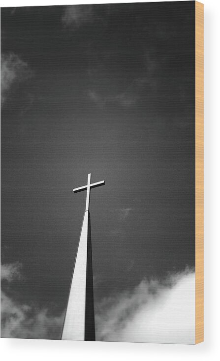 Church Wood Print featuring the photograph Higher to Heaven - Black and White Photography by Linda Woods by Linda Woods