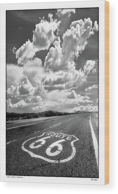Route 66 Road Marker Wood Print featuring the photograph Homage to Lee Friedlander by Gary Warnimont