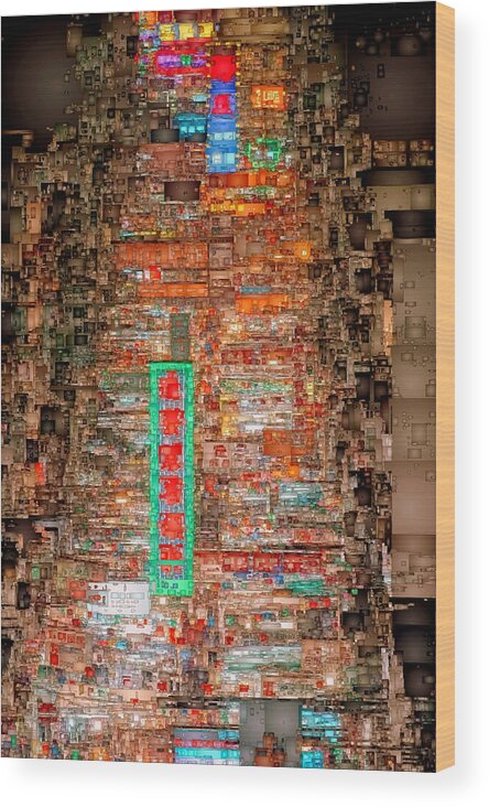 Rafael Salazar Wood Print featuring the digital art Hong Kong -Yaumatei by Rafael Salazar