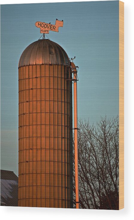 Signs Wood Print featuring the photograph Hoover Pumps Atop Silo by Tana Reiff