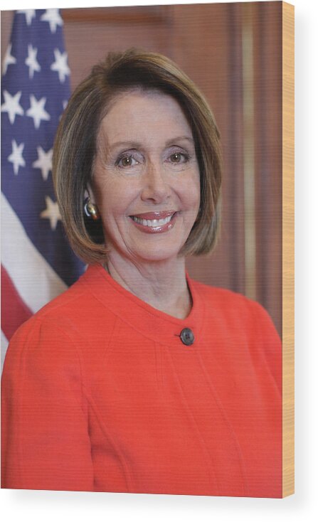 Speakers Of The United States House Of Representatives Wood Print featuring the painting House Speaker Nancy Pelosi of California by Celestial Images