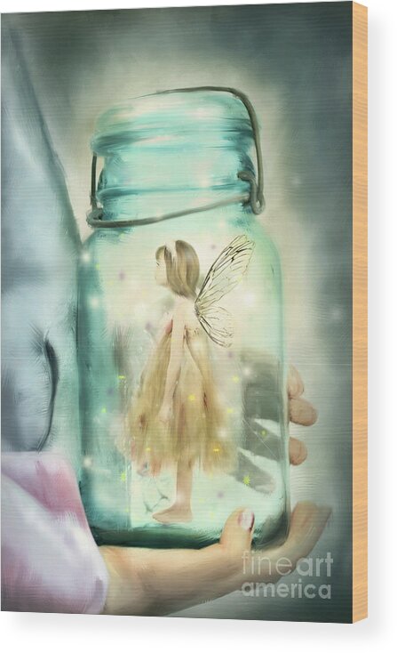 Fairy Wood Print featuring the photograph I Believe by Stephanie Frey