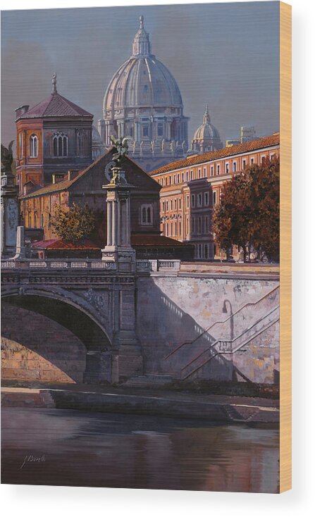 Rome Wood Print featuring the painting Il Cupolone by Guido Borelli