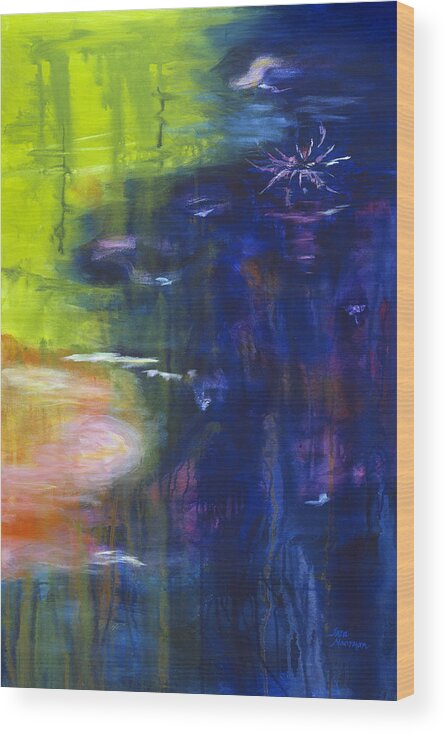 Abstract Wood Print featuring the painting In the Flow by Tara Moorman