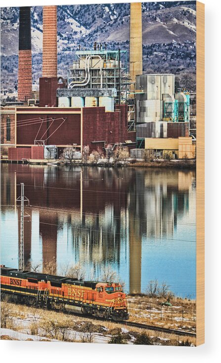 Power Plant Wood Print featuring the photograph Industrial Train by Juli Ellen