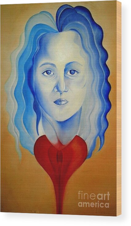 Acrylics Wood Print featuring the painting InsideOut by Yxia Olivares
