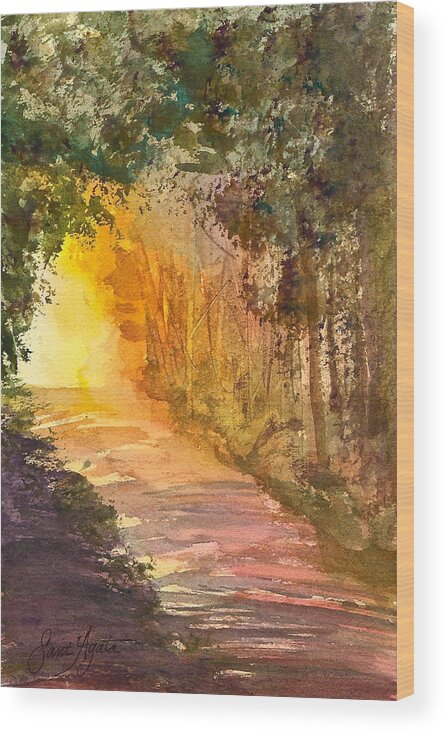 Path Wood Print featuring the painting Into the Light by Frank SantAgata