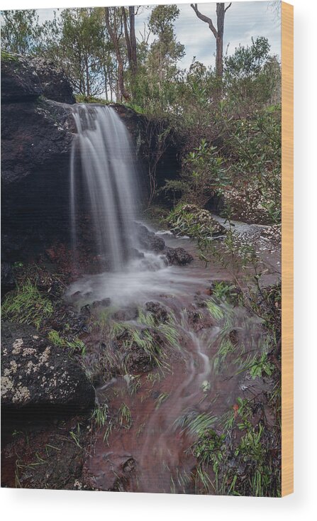 Waterfall Wood Print featuring the photograph Ironstone Gully Flow by Robert Caddy