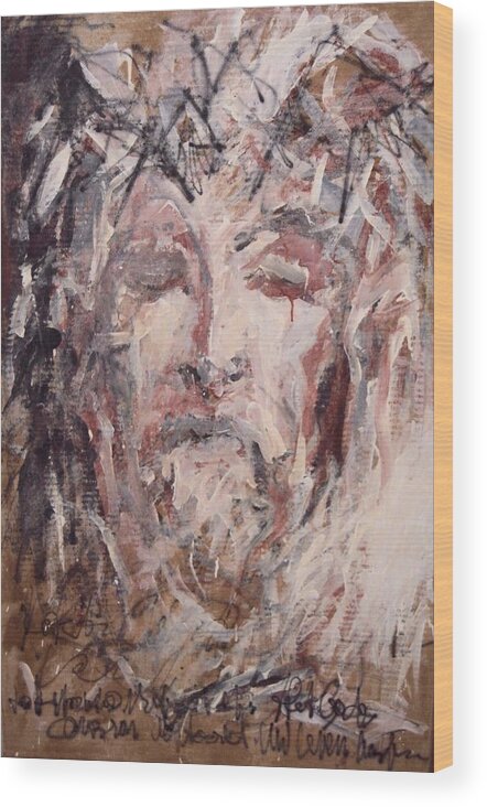 Portrait Wood Print featuring the painting Jesus Christ by Pierre Dijk