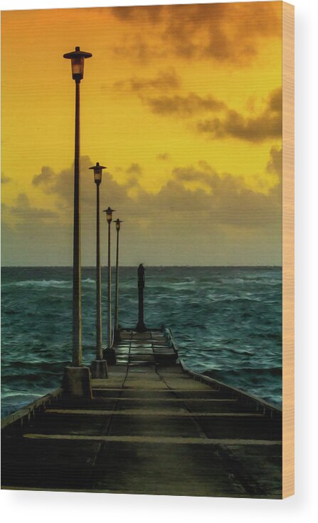Jetty Wood Print featuring the photograph Jetty at sunrise by Stuart Manning