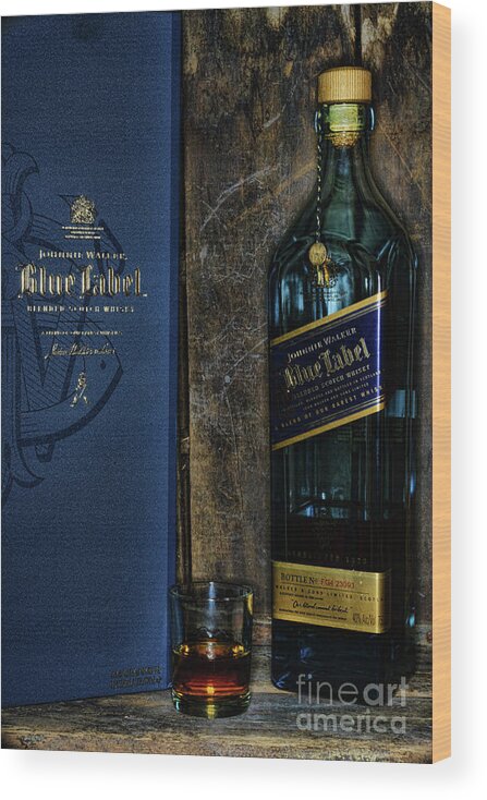 Paul Ward Wood Print featuring the photograph Johnny Walker Blue Label Whisky by Paul Ward