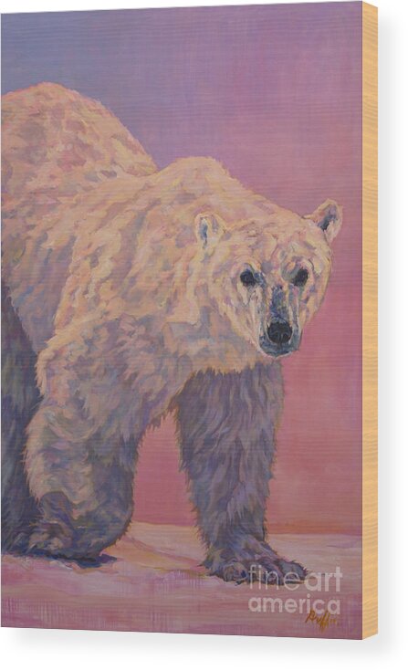 Polar Bear Wood Print featuring the painting Kanuk pantone 2016 by Patricia A Griffin