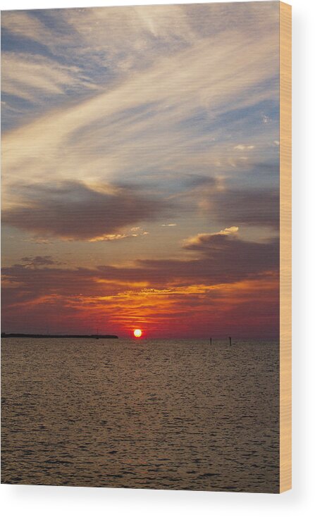 Orange Wood Print featuring the photograph Key West Sunrise 24 by Bob Slitzan