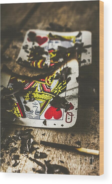 Gambling Wood Print featuring the photograph King and queen of broken hearts by Jorgo Photography