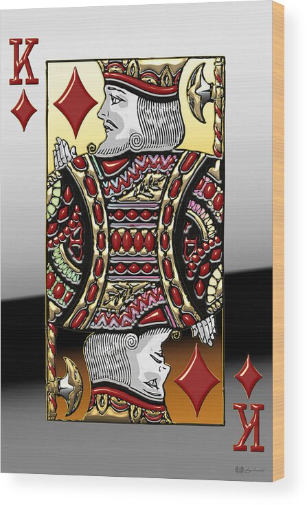 'gamble' Collection By Serge Averbukh Wood Print featuring the digital art King of Diamonds  by Serge Averbukh