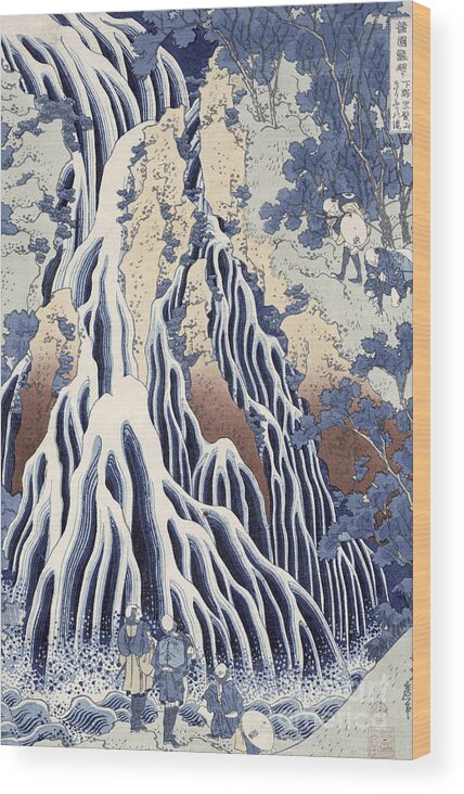Waterfall Wood Print featuring the painting Kirifuri Fall on Kurokami Mount by Hokusai