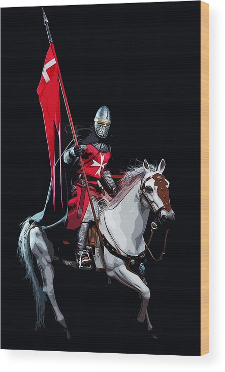 Knight Hospitaller Wood Print featuring the painting Knight Hospitaller by AM FineArtPrints