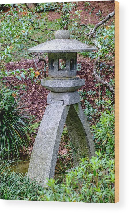 Kotoji Lantern # Japanese Gardens # Wood Print featuring the photograph Kotoji Lantern by Louis Ferreira