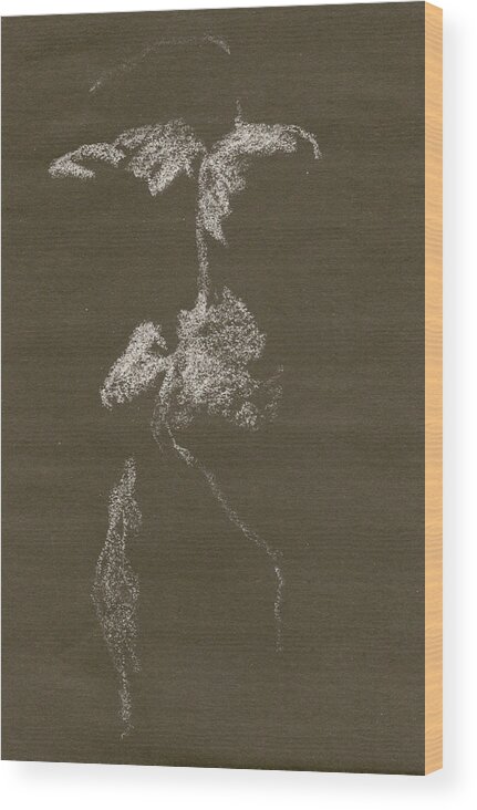 Figure Drawing Wood Print featuring the drawing Kroki 1997, Pre.3 Vit Krita, Figure Drawing White Chalk by Marica Ohlsson