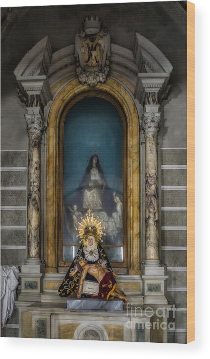 Catholic Wood Print featuring the photograph La Pieta Statue by Adrian Evans