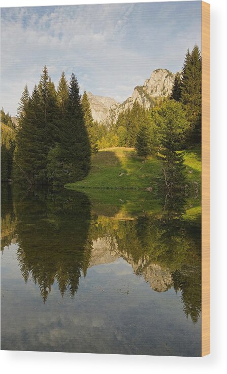 Lac De Fontaine Wood Print featuring the photograph Lac de Fontaine Reflections by Stephen Taylor
