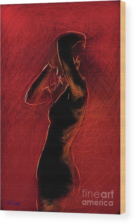 Red Wood Print featuring the digital art Lady in Red I by Humphrey Isselt