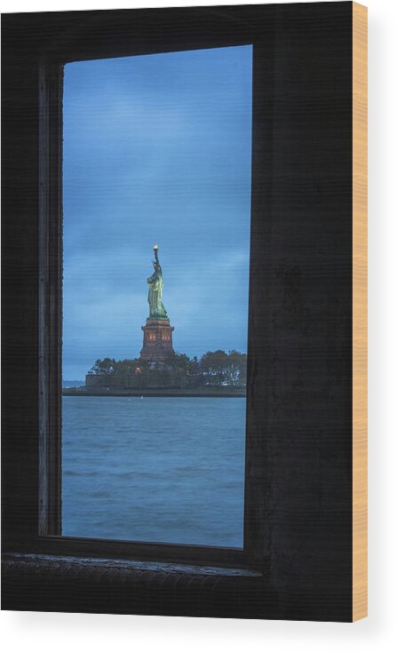 Jersey City New Jersey Wood Print featuring the photograph Lady Liberty View by Tom Singleton