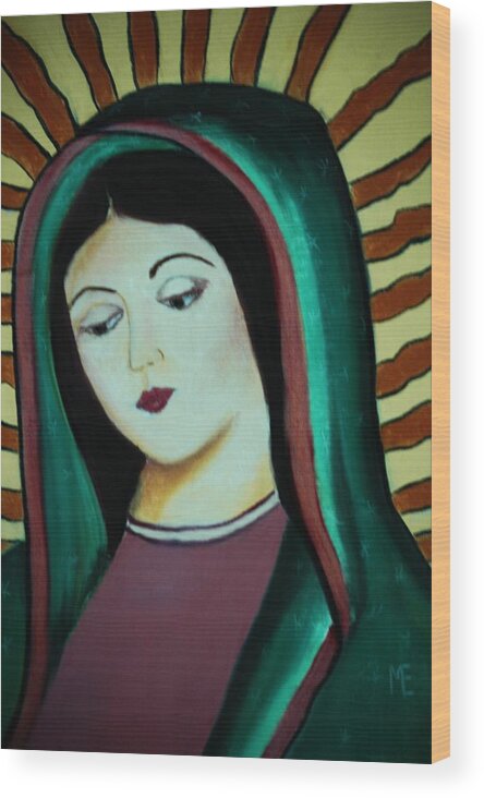 Lady Of Guadalupe Wood Print featuring the pastel Lady of Guadalupe by Melinda Etzold
