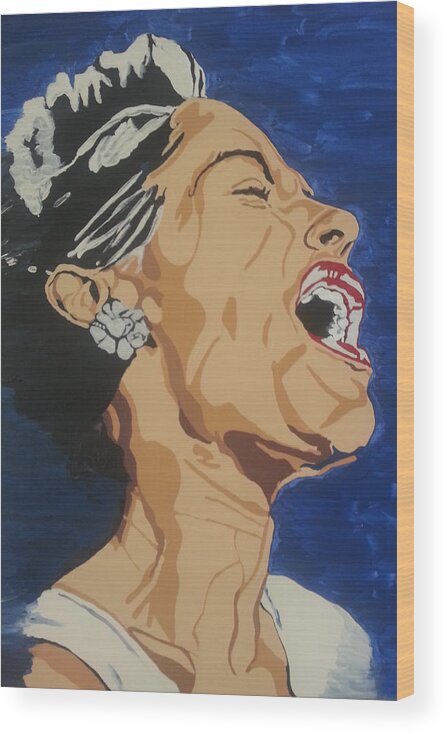 Billie Holiday Wood Print featuring the painting Lady Sings The Blues by Rachel Natalie Rawlins