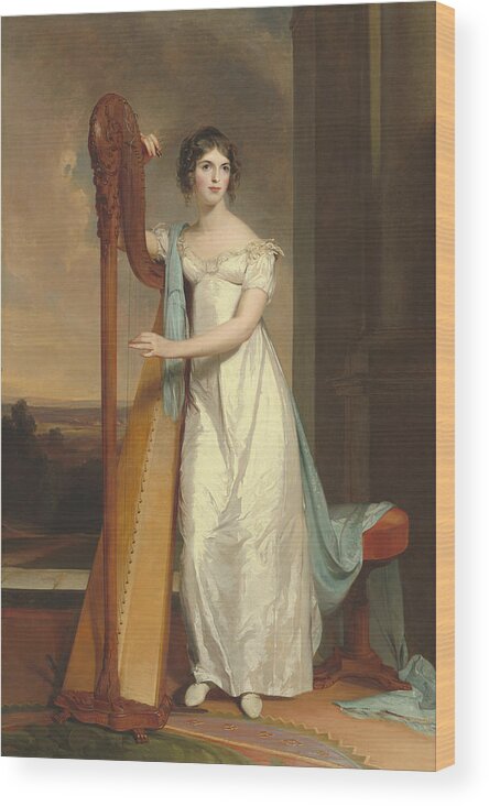 Artist Wood Print featuring the painting Lady With A Harp by Thomas Sully