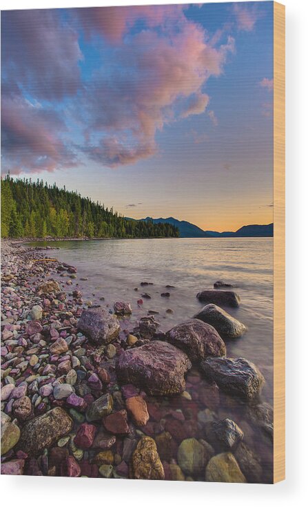 Glacier National Park Wood Print featuring the photograph Lake McDonald at Sunset Veritcal by Adam Mateo Fierro