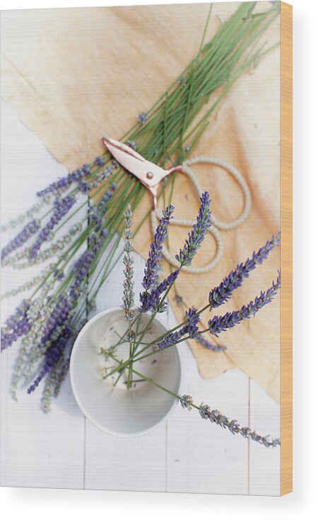 Basil Wood Print featuring the photograph Lavender Still Life 3 by Rebecca Cozart