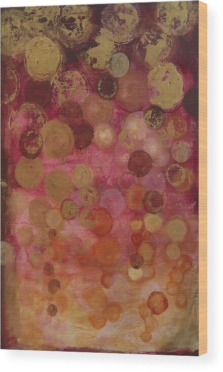 Circles Wood Print featuring the painting Layers of Circles on Red by Kristen Abrahamson