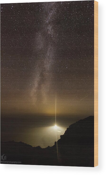 Astrophotography Wood Print featuring the photograph Lighthouse and Milky Way by B Cash
