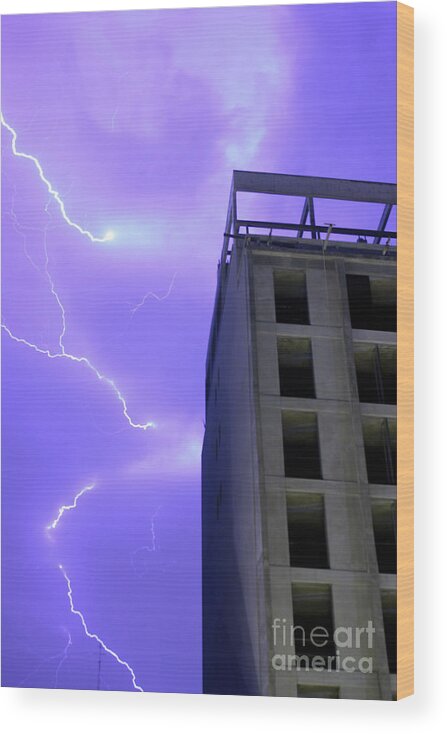 Landscape Wood Print featuring the photograph Lightning on Rivadavia 2 by Balanced Art