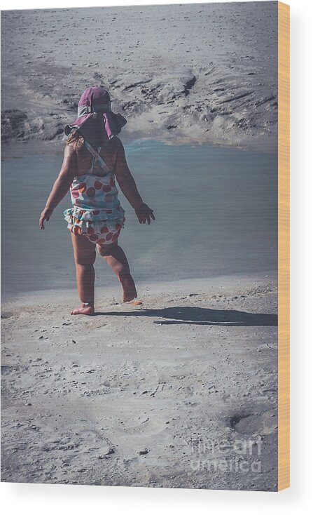 Beach Wood Print featuring the photograph Little girl on the beach by Claudia M Photography