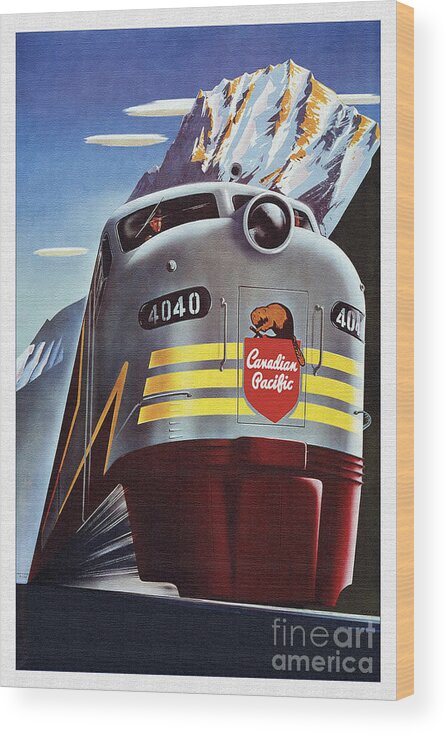 Locomotive Wood Print featuring the painting Locomotive Canadian Pacific 4040 by Vintage Collectables