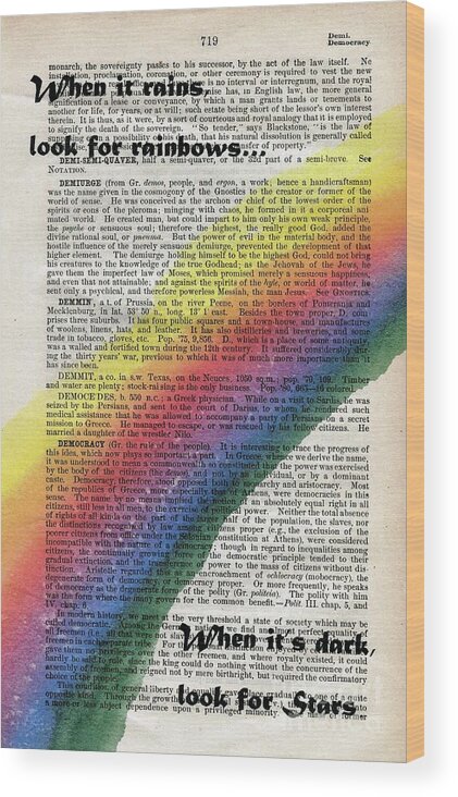 Antique Pages Wood Print featuring the painting Look for Rainbows by Maria Hunt