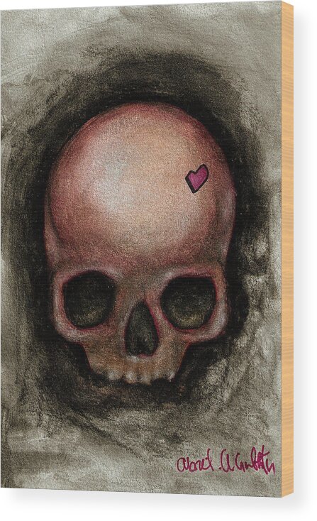 Gothic Wood Print featuring the painting Love in my head by Abril Andrade